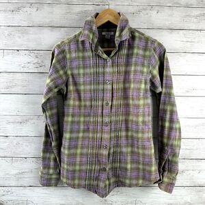 Carhartt Womens Small Button Up Flannel Shirt‎ Purple long sleeve